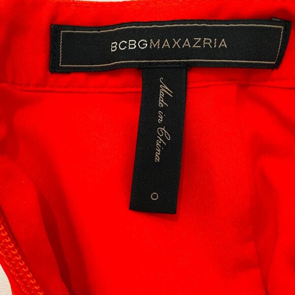 BCBGMaxAzria Brielle open back pleated red mini dress, Size 0, evening, party - Picture 9 of 10